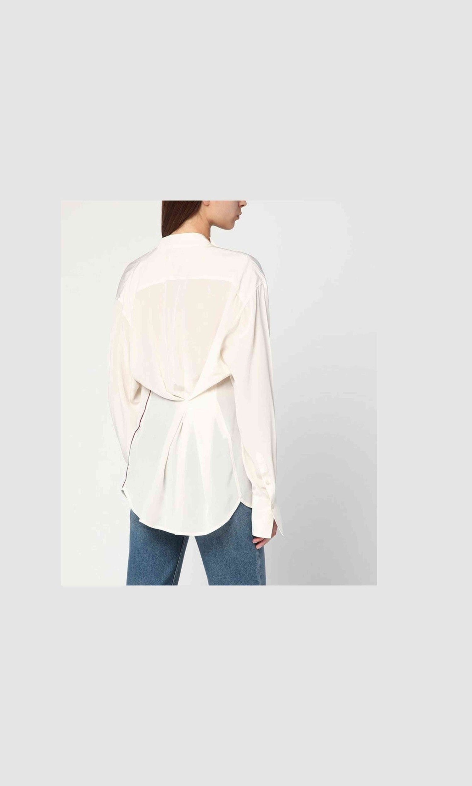 Victoria Beckham Ivory Silk Draped Blouse Glam Steals