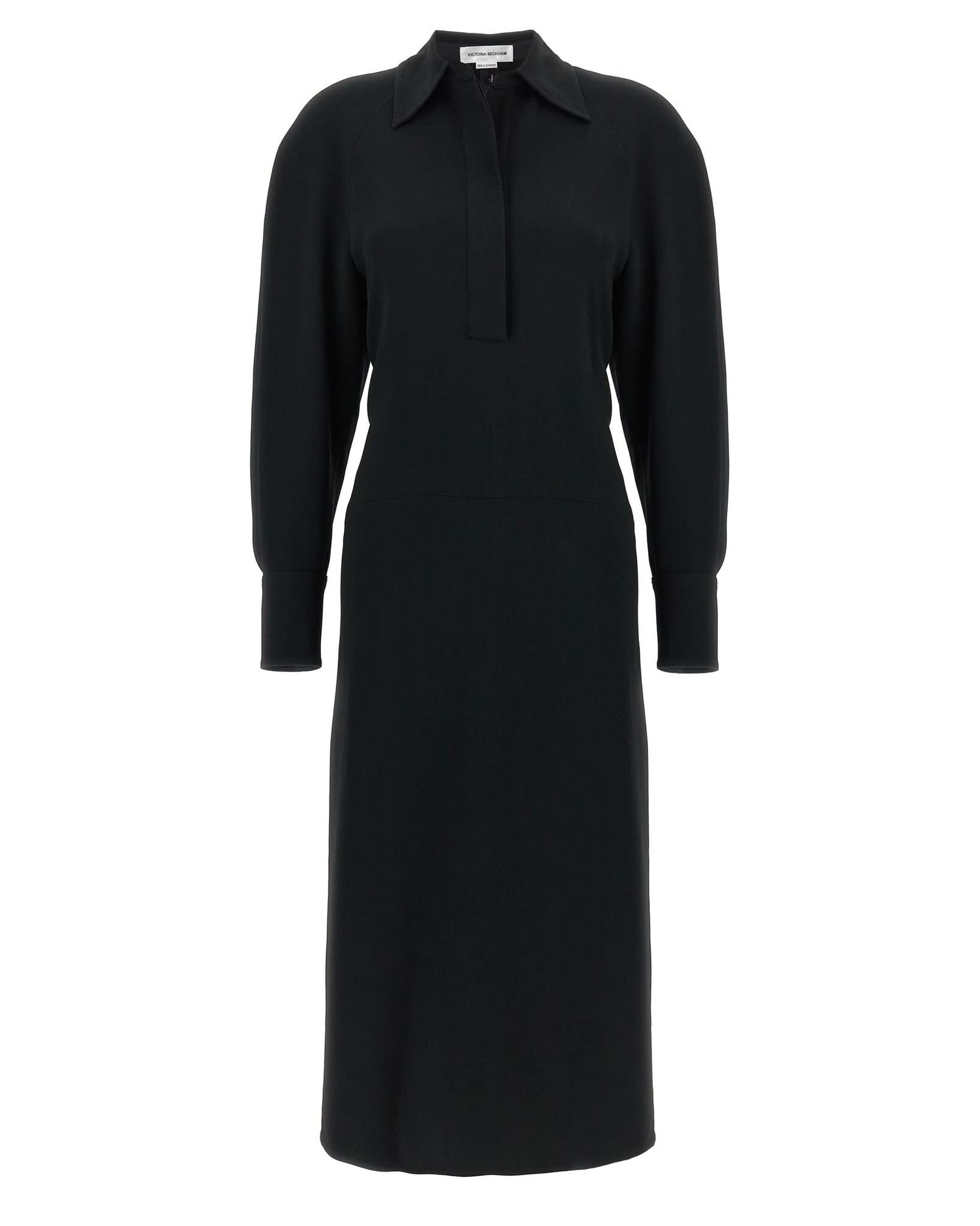 Victoria Beckham Long Sleeve Polo Collar Midi Dress Glam Steals