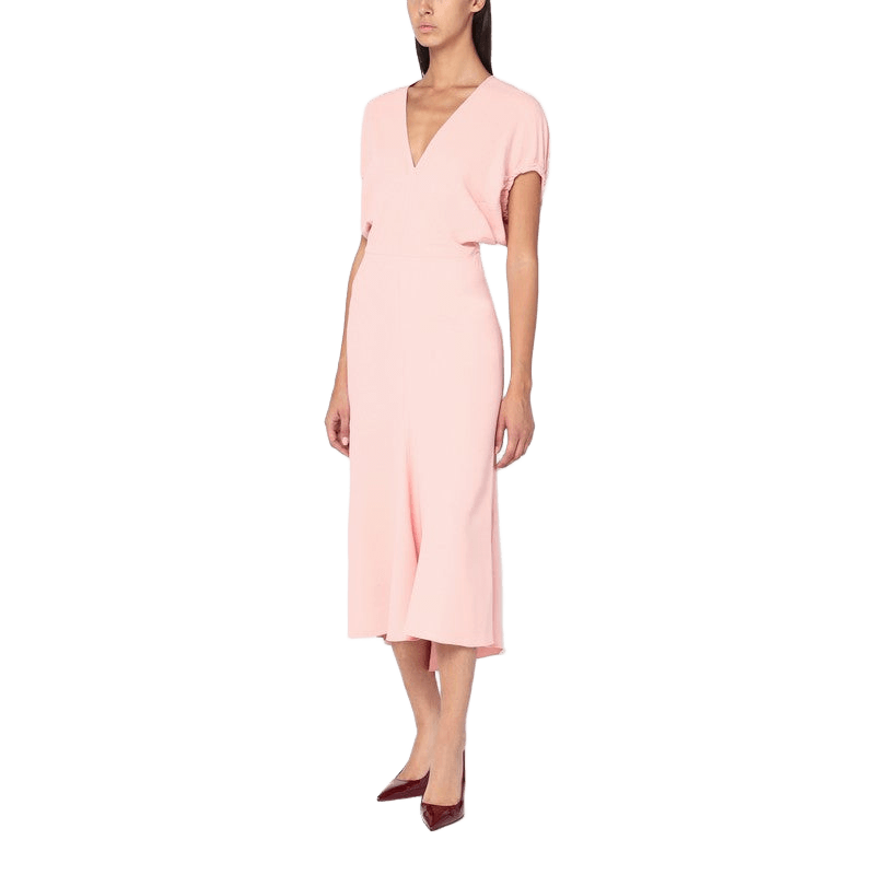 Victoria Beckham Pink Satin Midi Dress Glam Steals
