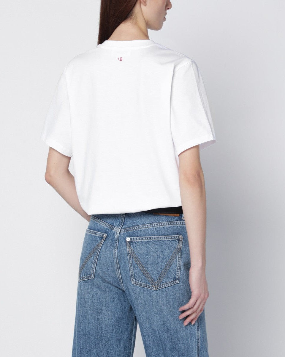 Victoria Beckham White Cotton “fashion Stole My Smile” Tshirt Glam Steals