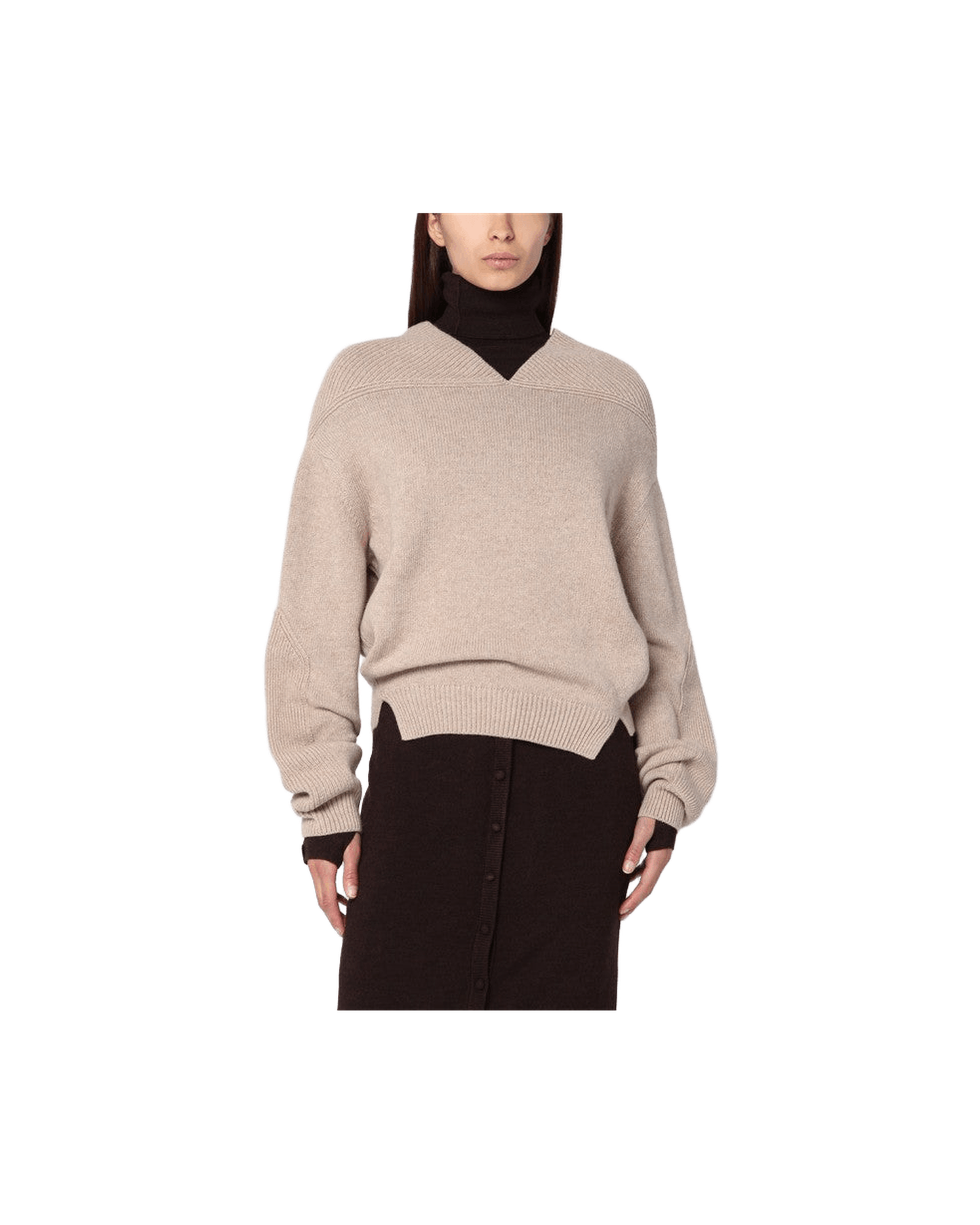 Victoria Beckham Wool Sand Coloured Sweater In Cashmere Glam Steals