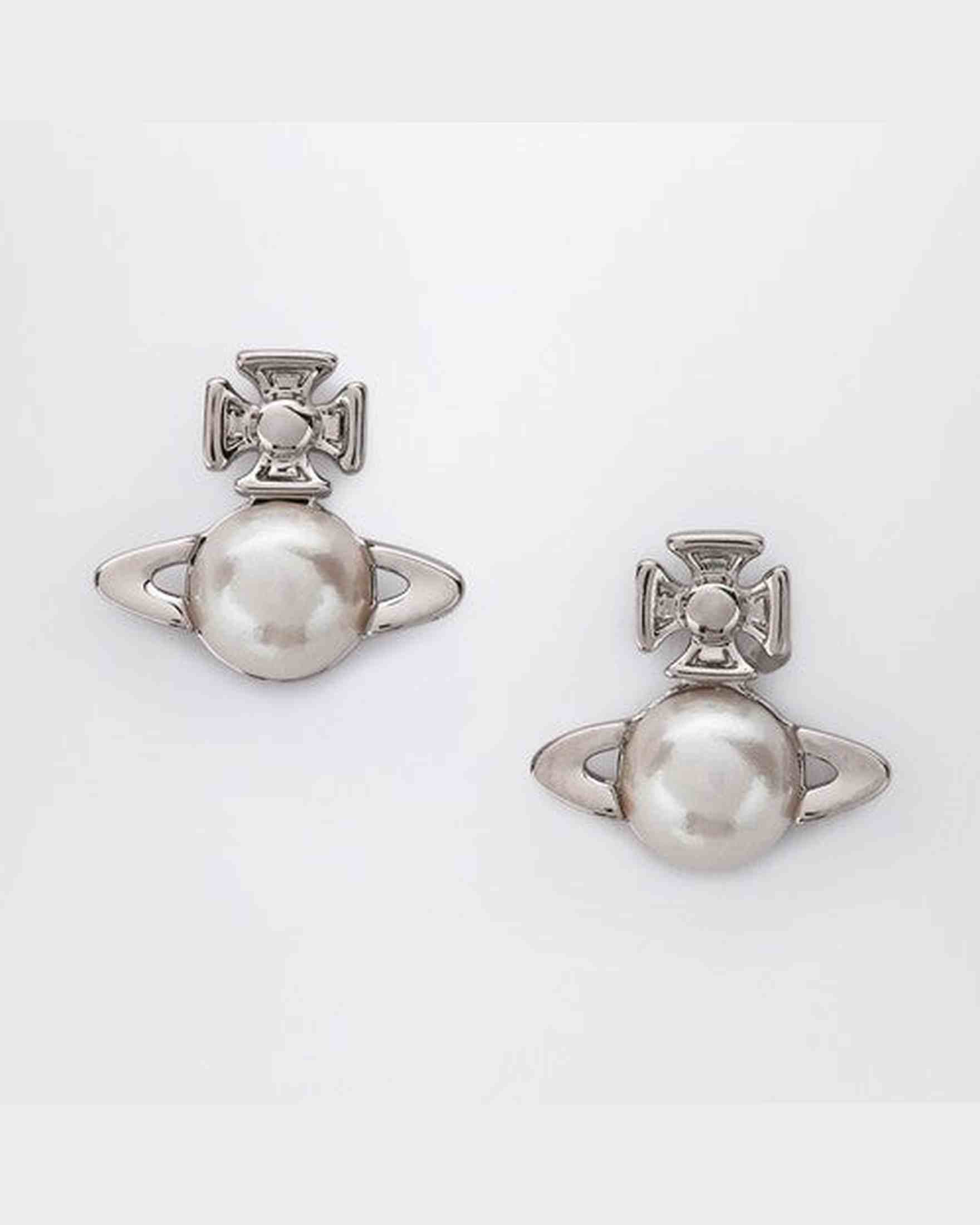 Vivienne Westwood Silver Balbina Earrings With Pearl Glam Steals