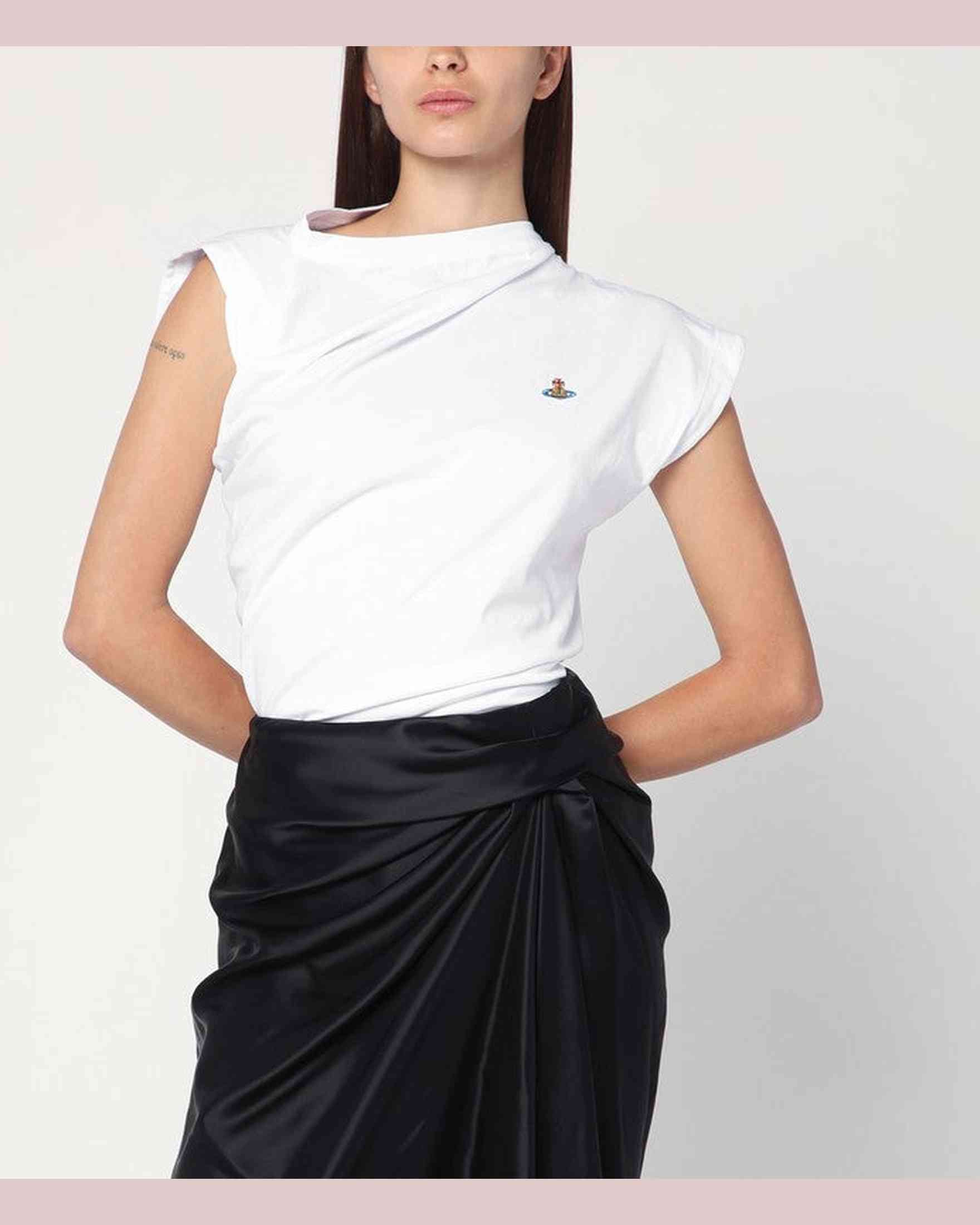Vivienne Westwood White Asymmetric T-Shirt With Orb Logo Glam Steals