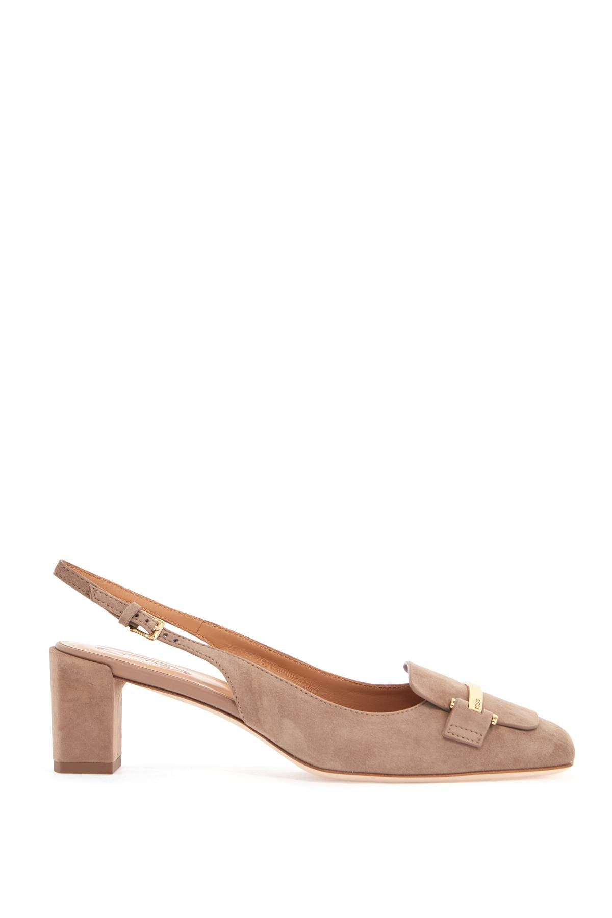 Tods Cappuccino Goat Leather Pumps With Metal Bar
