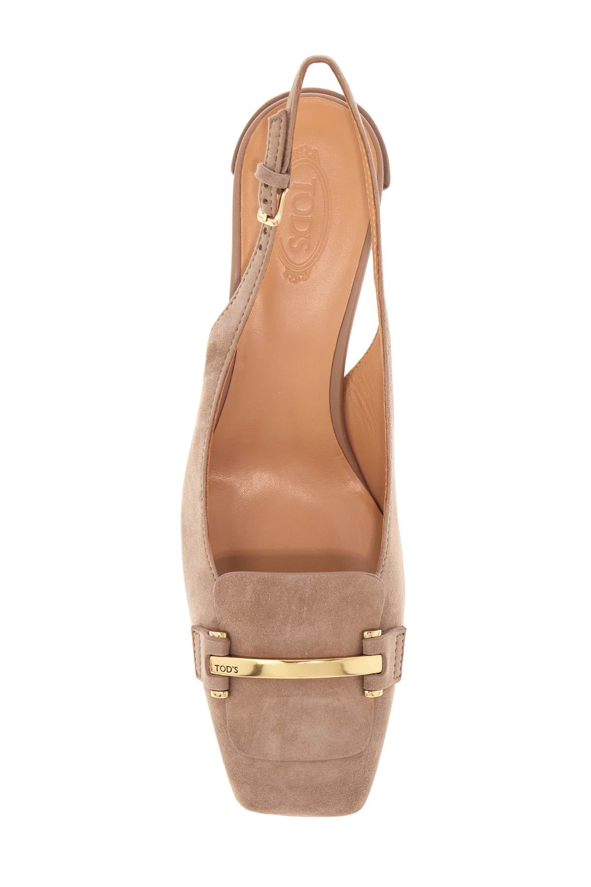 Tods Cappuccino Goat Leather Pumps With Metal Bar