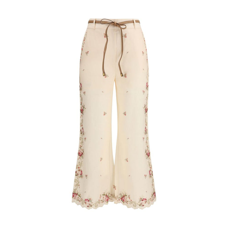 Zimmermann Beige Cotton Flared Pant Glam Steals
