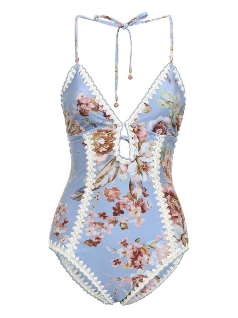 Zimmermann Clear Blue One Piece Swimsuits