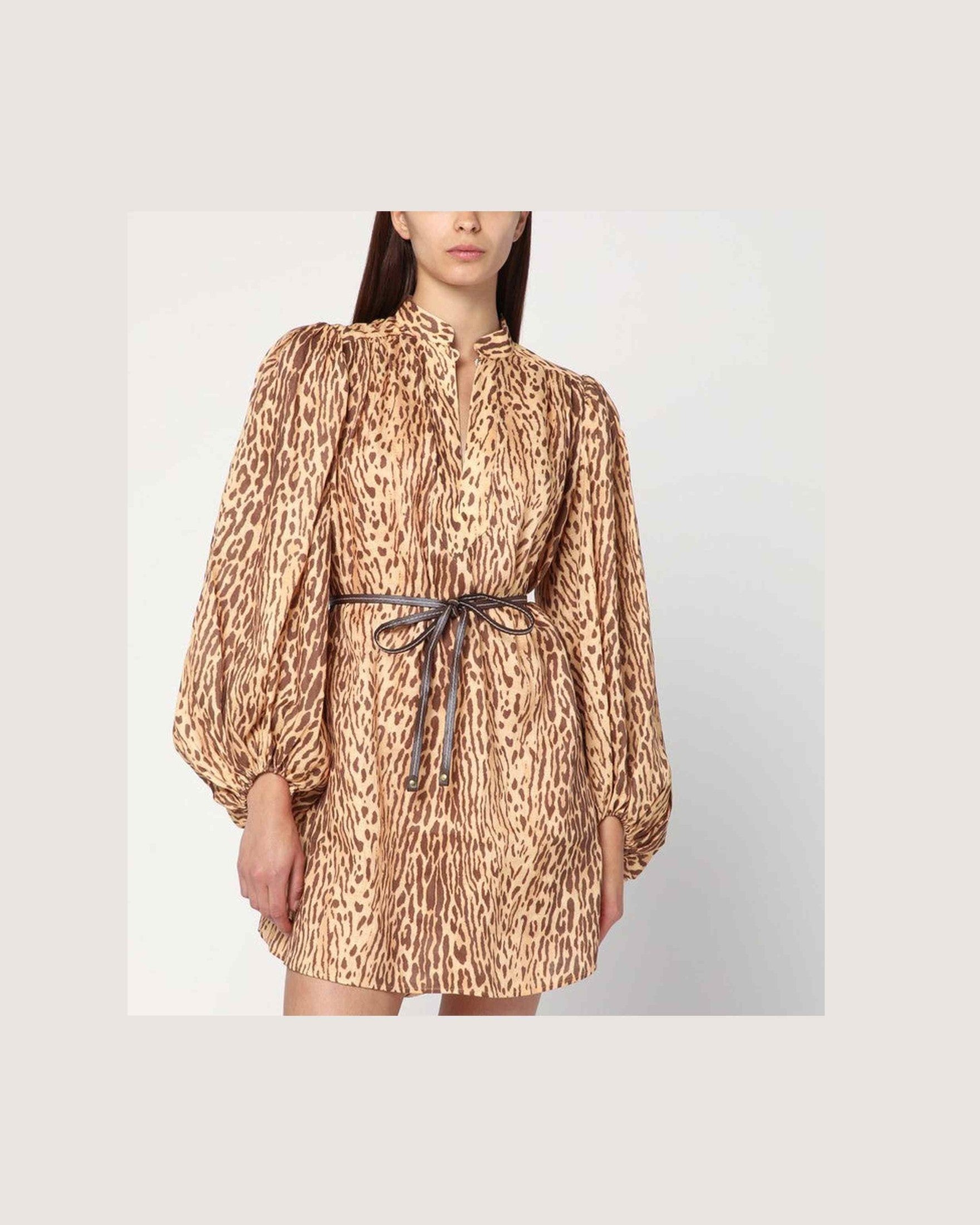 Zimmermann Linen Leopard Print Short Dress Glam Steals