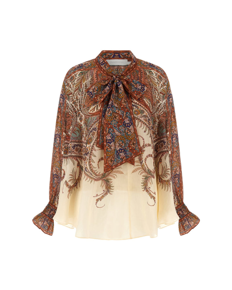 Zimmermann Rhiannon Tie Neck Blouse Shirts