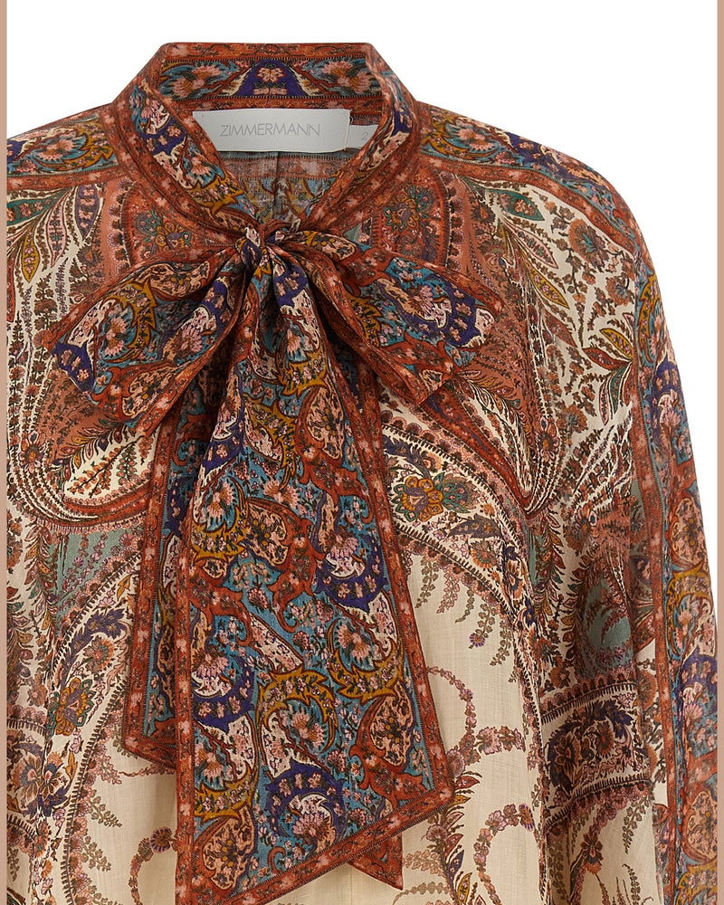 Zimmermann Rhiannon Tie Neck Blouse Shirts