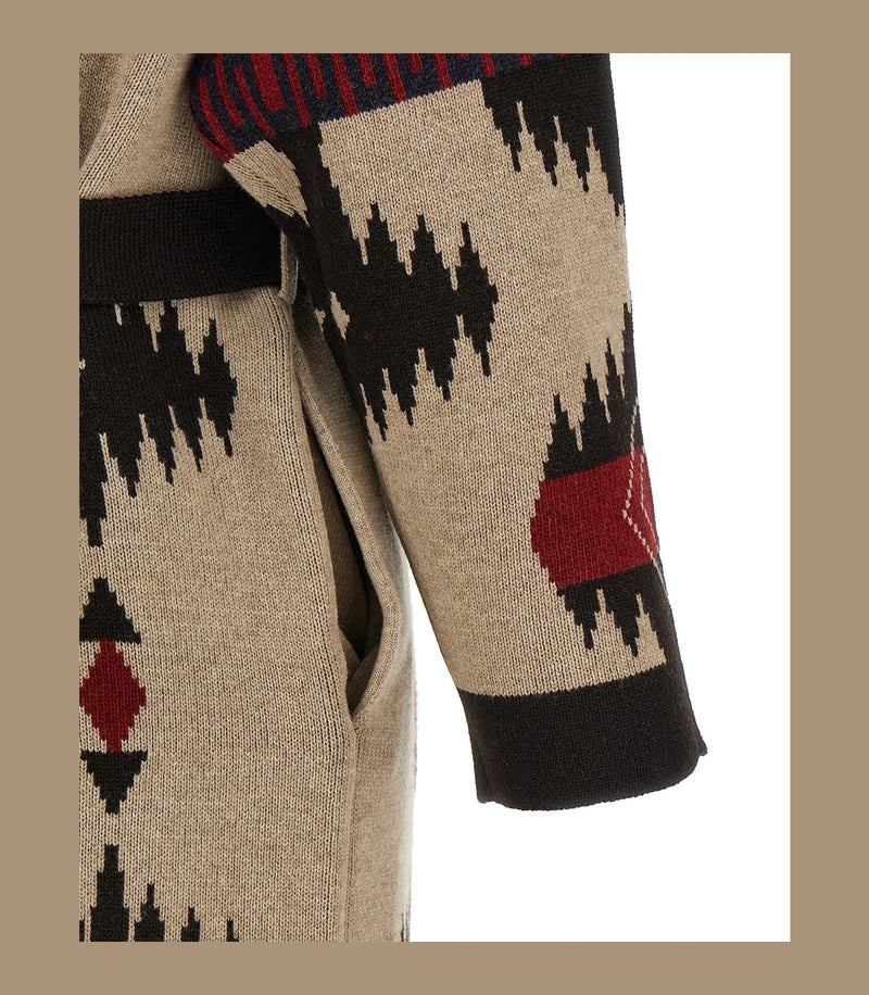 Alanui Wrap Coat in multicolor, Virgin Wool — view 4