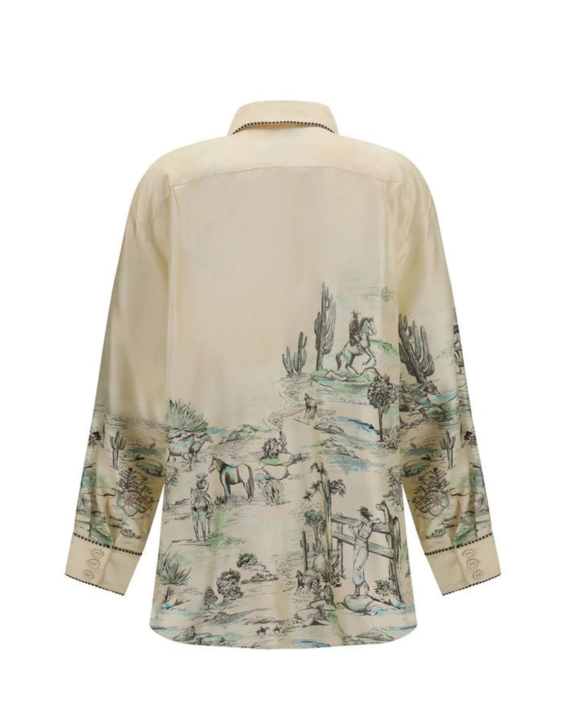 Alemais Dress Shirt in beige, Silk — view 2