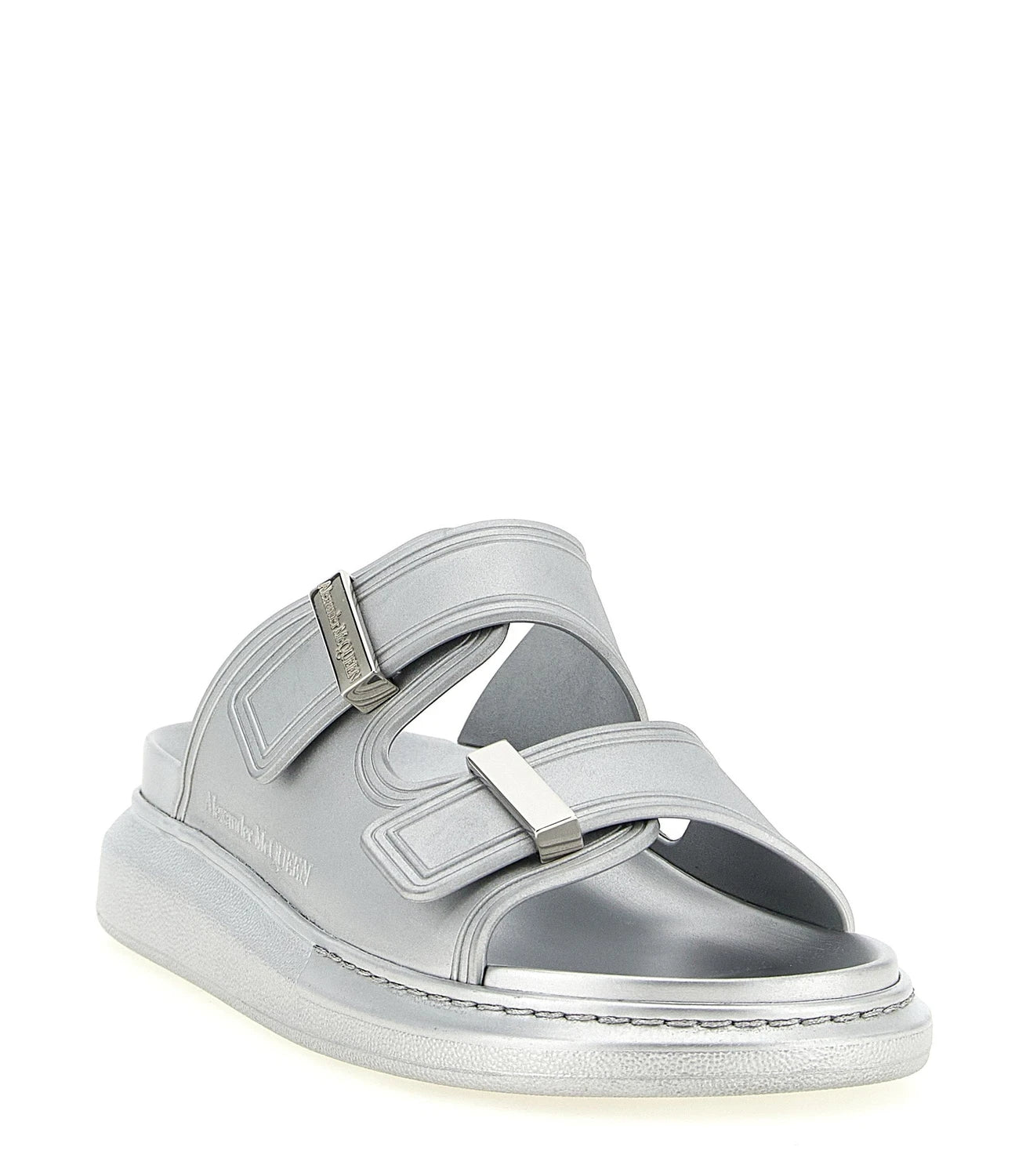 Alexander McQueen Slides in silver, Rubber — view 2