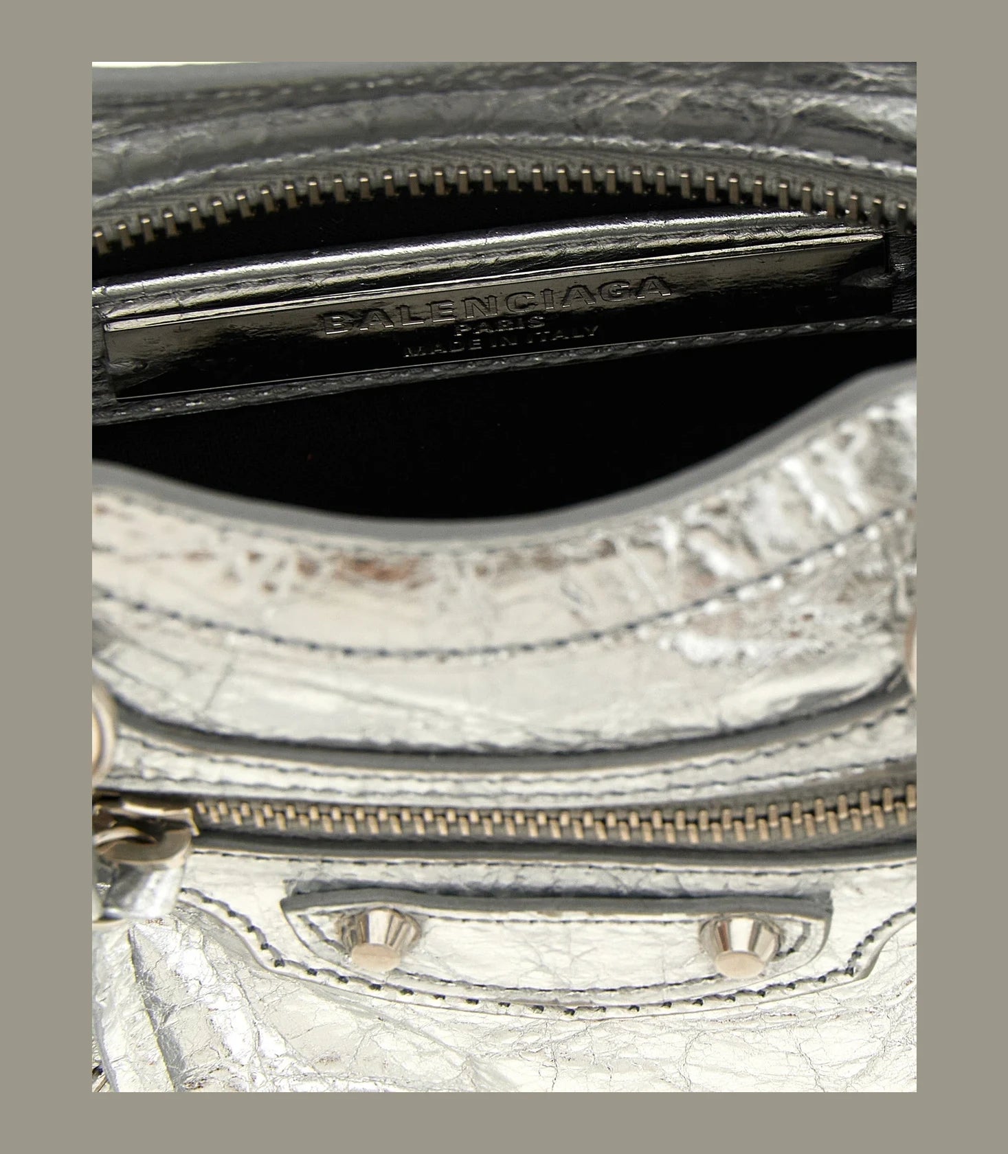 Balenciaga Cross Body Bag in silver, Lamb Leather — view 4