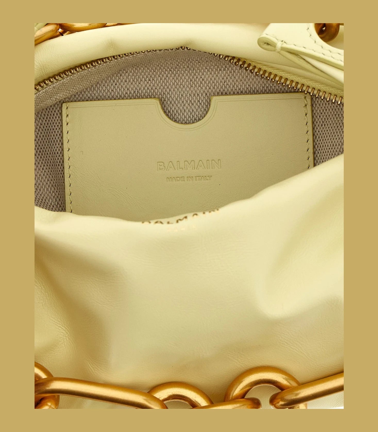 Balmain Hobo Bag in beige, Calfskin Leather — view 4