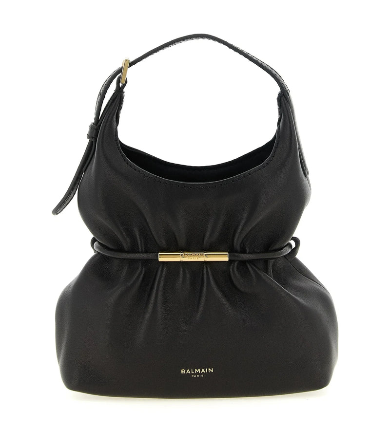 Balmain Hobo Bag in black, Lamb Leather