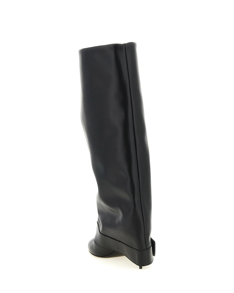 Balmain Knee High Boots in black, Calfskin Leather — view 3
