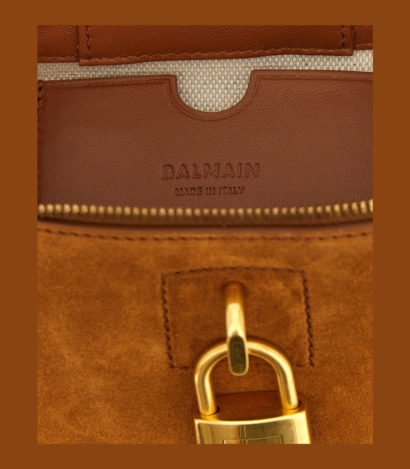 Balmain Satchel Bag in brown, Calfskin Leather — view 4