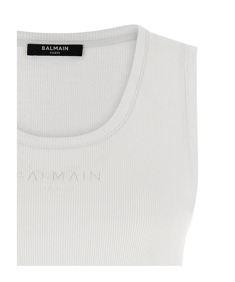 Balmain Tank Top in white, Cotton — view 3