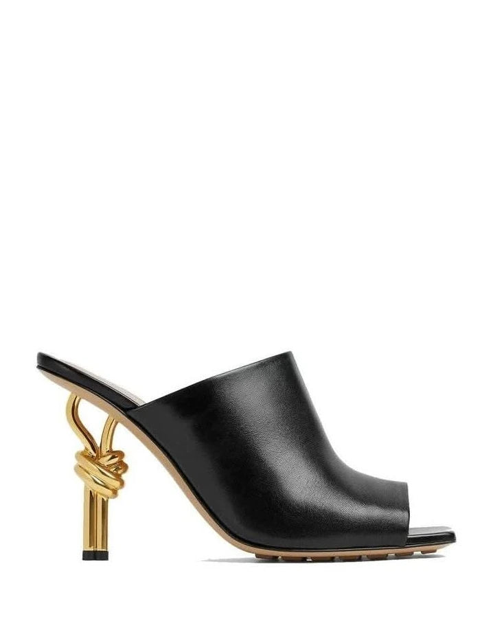 Bottega Veneta Black Leather Lamb Mules 