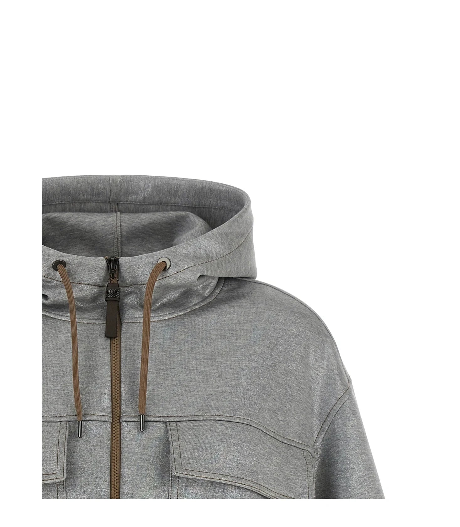 Brunello Cucinelli Bomber Jacket in silver, Cotton — view 3