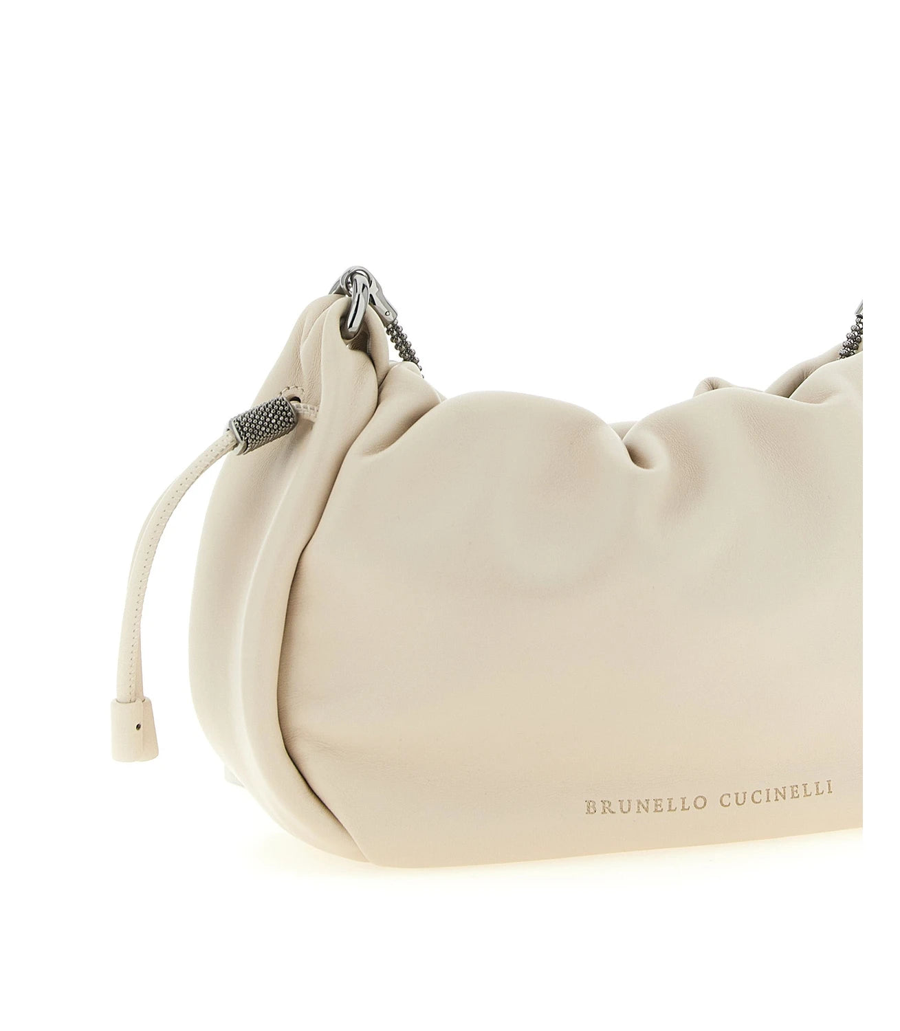 Brunello Cucinelli Cross Body Bag in white, Lamb Leather — view 3