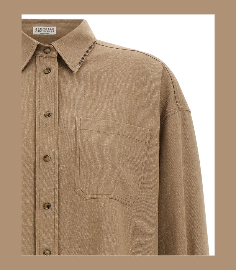 Brunello Cucinelli Dress Shirt in beige, Cotton — view 3