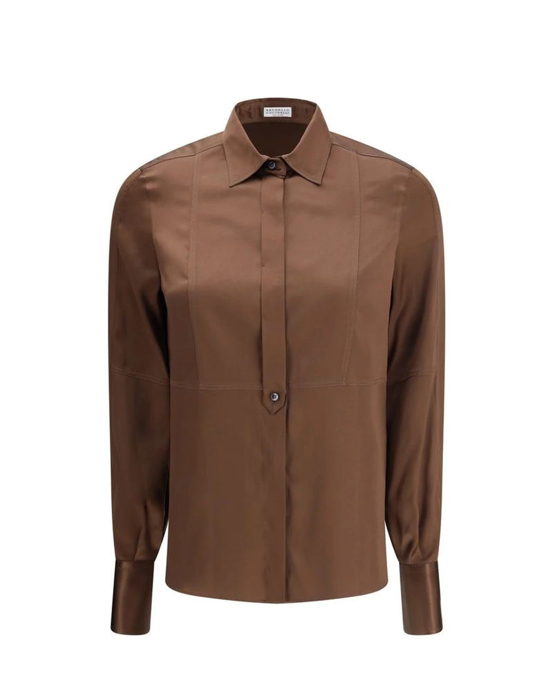 Brunello Cucinelli Dress Shirt in brown, Silk