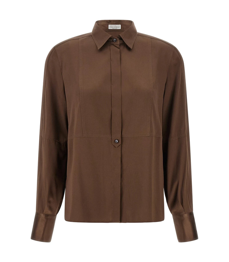 Brunello Cucinelli Dress Shirt in brown, Silk