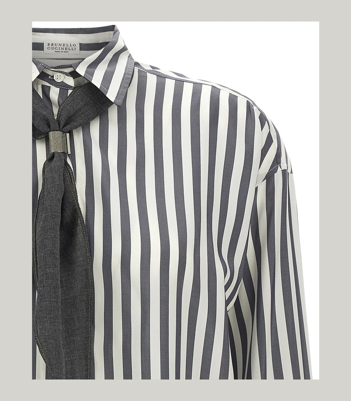 Brunello Cucinelli Dress Shirt in gray, Silk — view 3