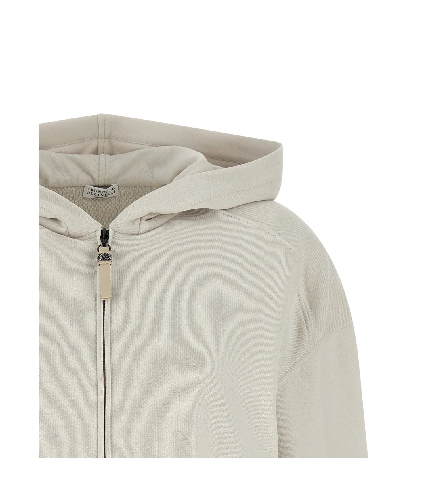 Brunello Cucinelli Hoodie in beige, Cotton — view 3