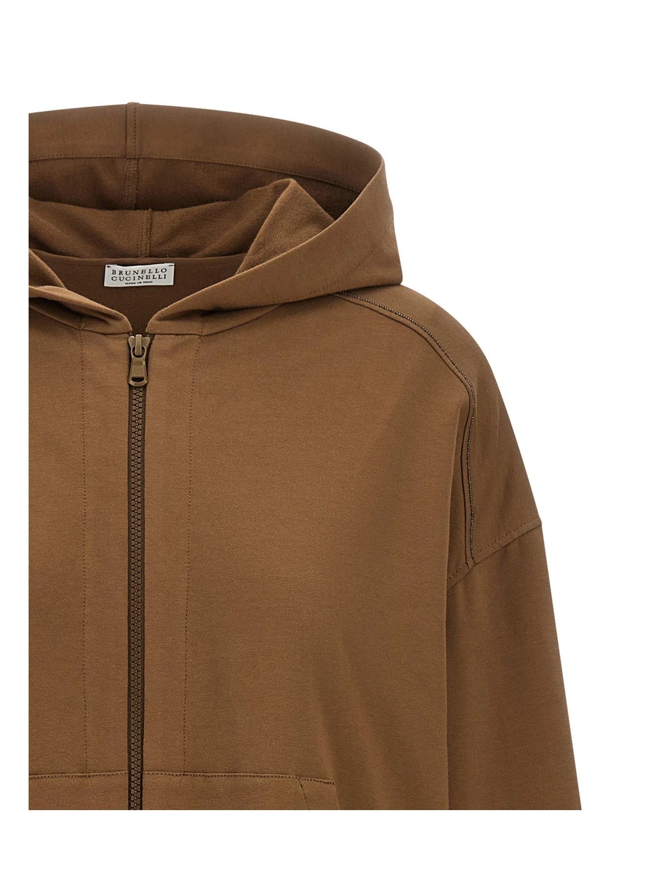 Brunello Cucinelli Hoodie in brown, Cotton — view 3