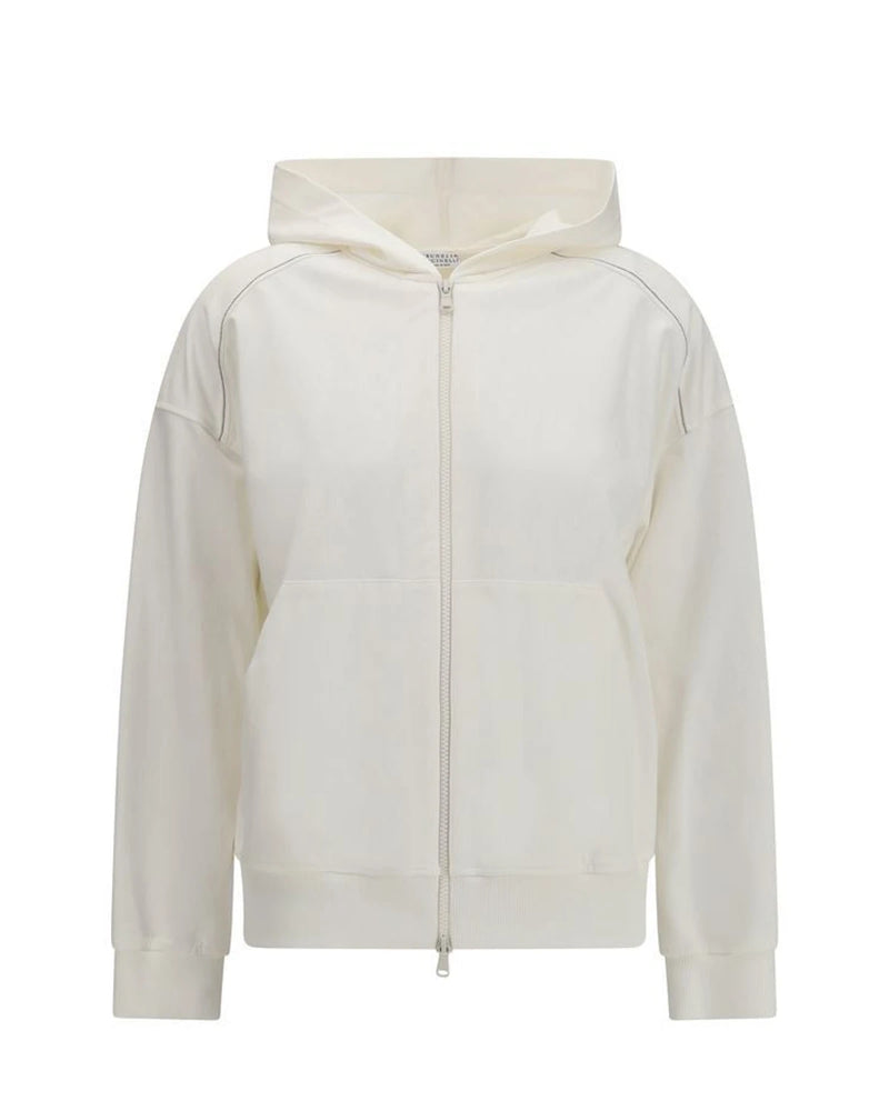 Brunello Cucinelli Hoodie in white, Cotton