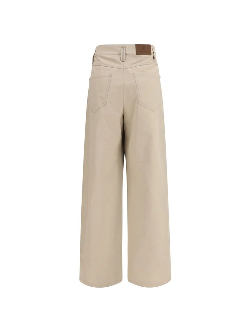 Brunello Cucinelli Palazzo Pant in beige, Cotton — view 2