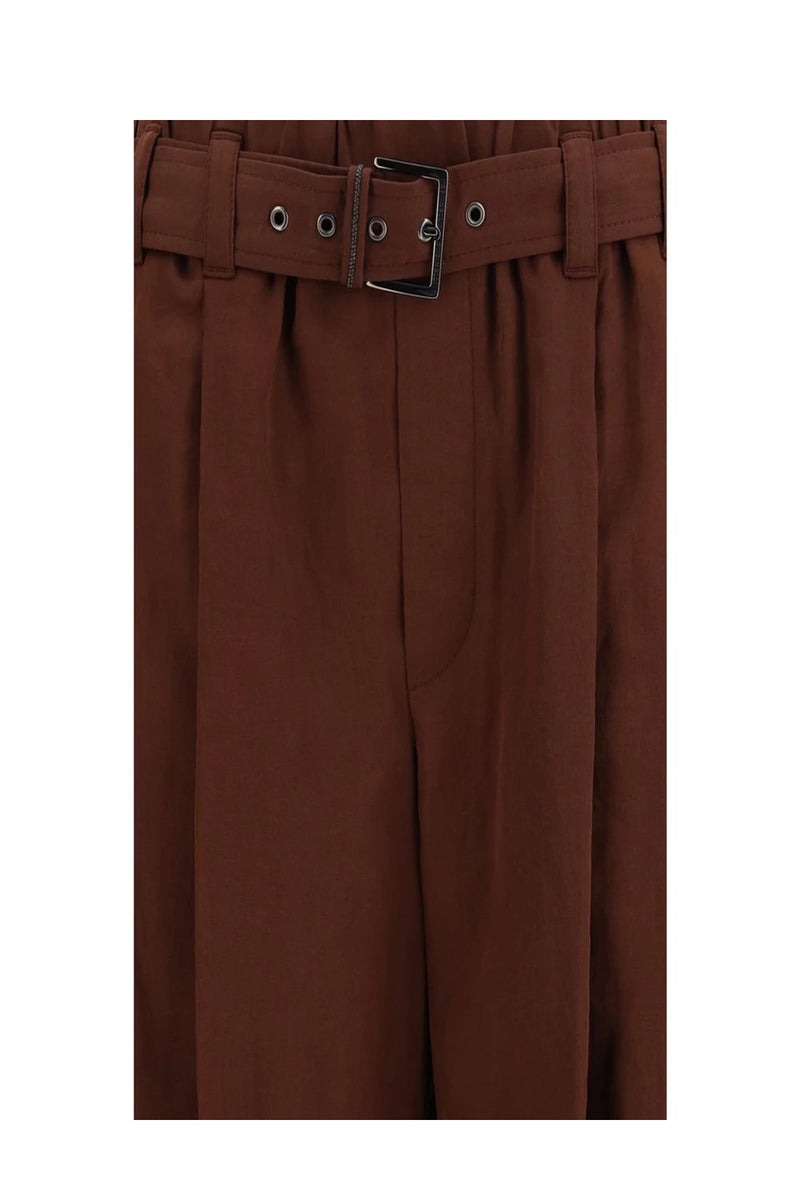 Brunello Cucinelli Palazzo Pant in brown, Cotton — view 3