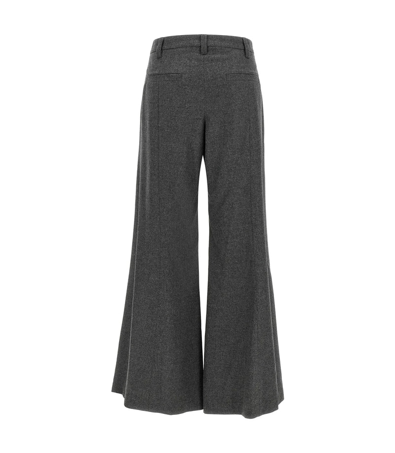 Brunello Cucinelli Palazzo Pant in gray, Virgin Wool — view 2