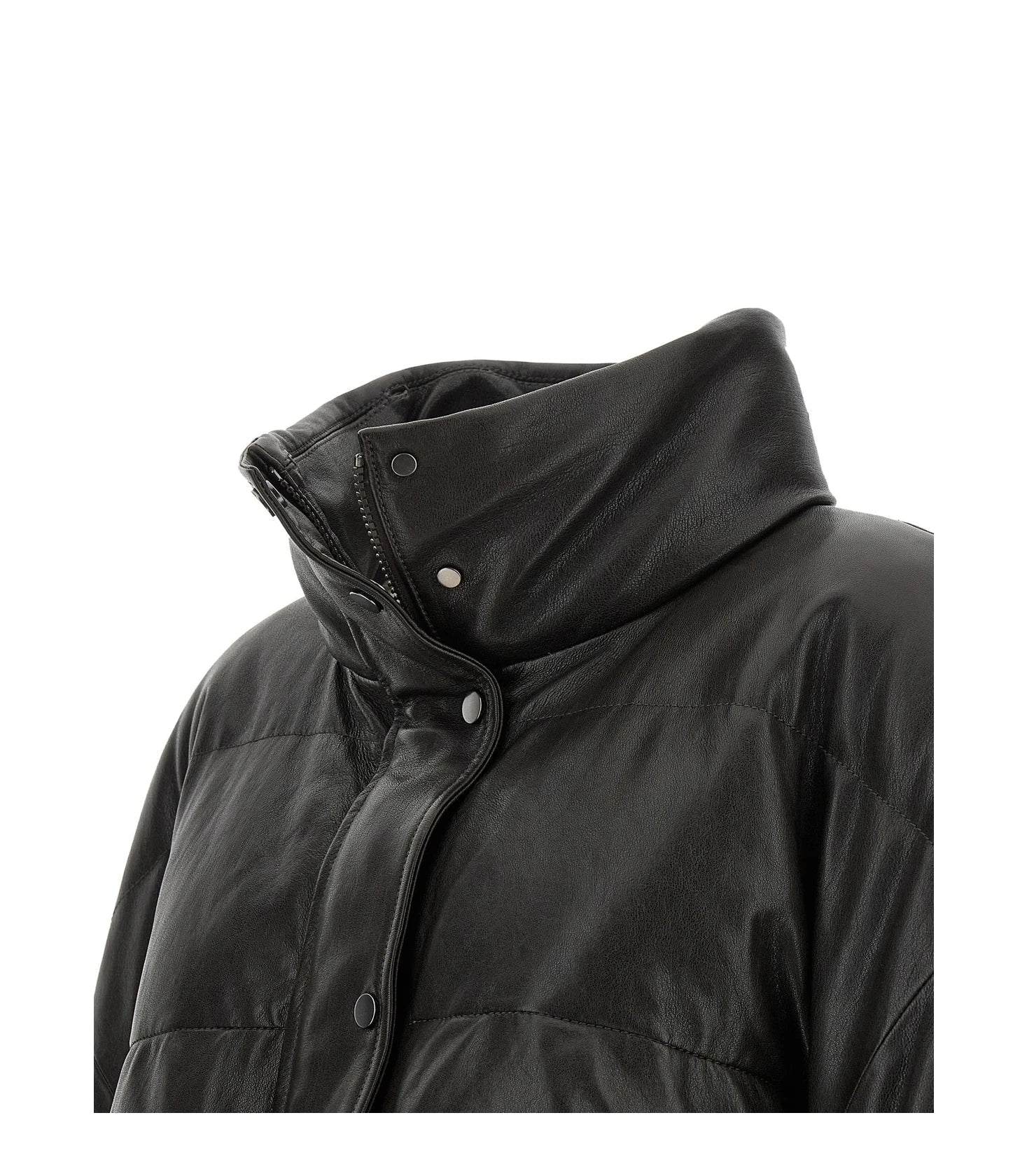 Brunello Cucinelli Puffer Jacket in brown, Lamb Leather — view 5