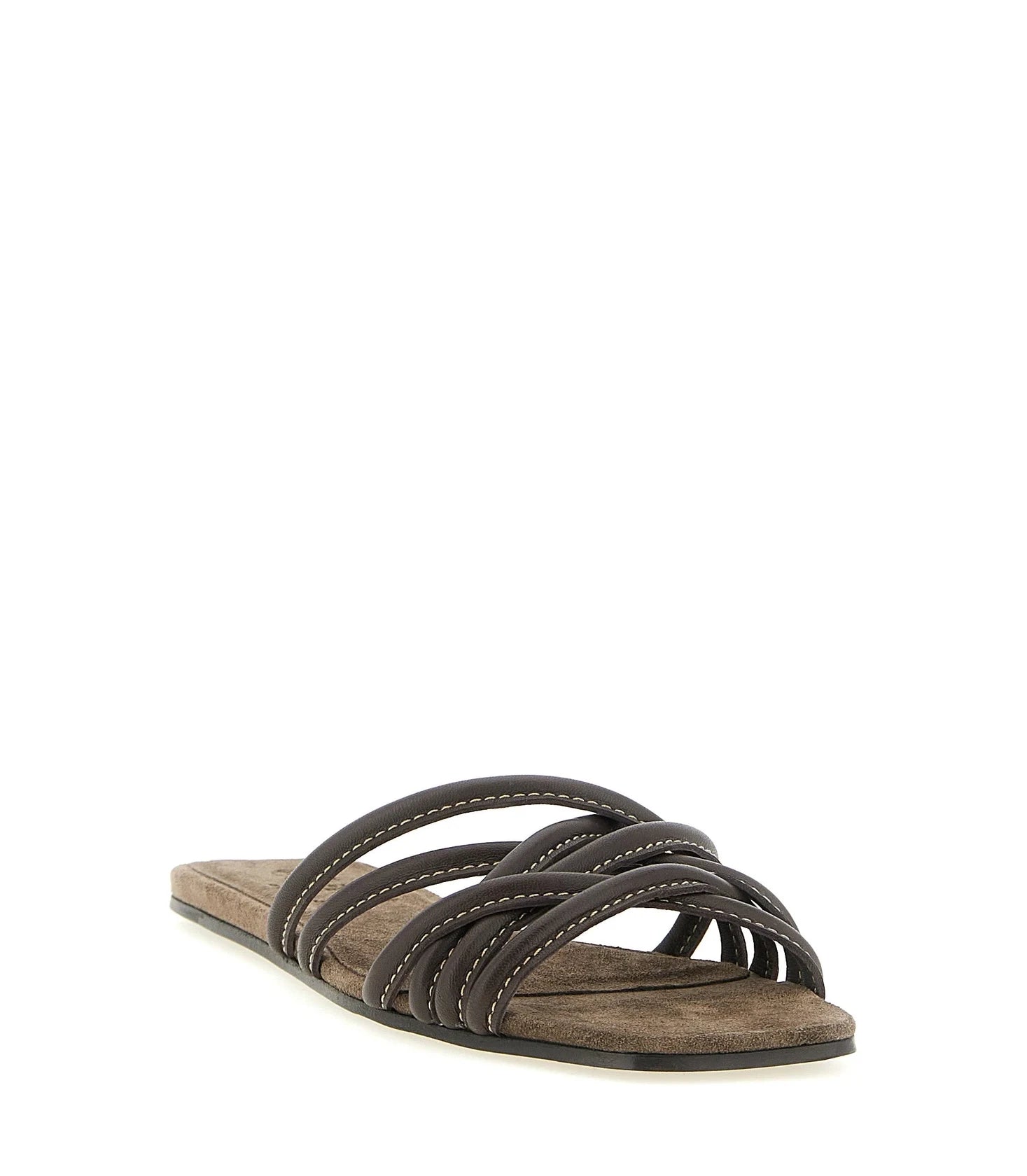 Brunello Cucinelli Brown Slides 