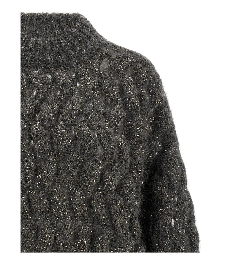 Brunello Cucinelli Sweater in gray, Mohair Wool — view 3