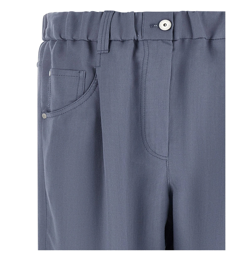 Brunello Cucinelli Trouser in blue, Viscose — view 3