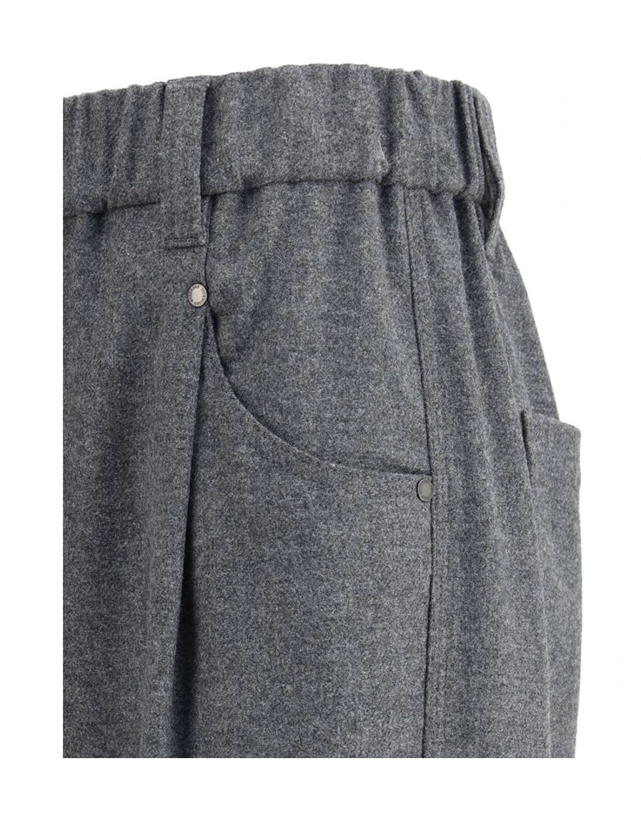 Brunello Cucinelli Trouser in gray, Fleece Wool — view 3