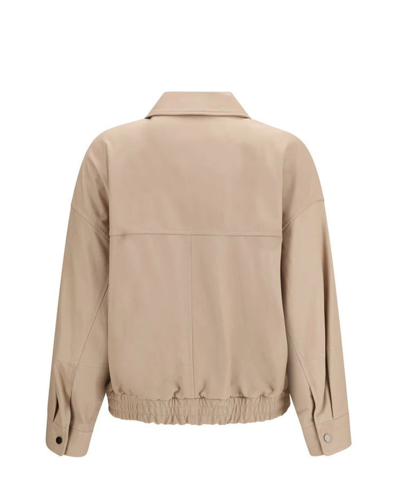 Brunello Cucinelli Trucker Jacket in beige, Leather — view 2