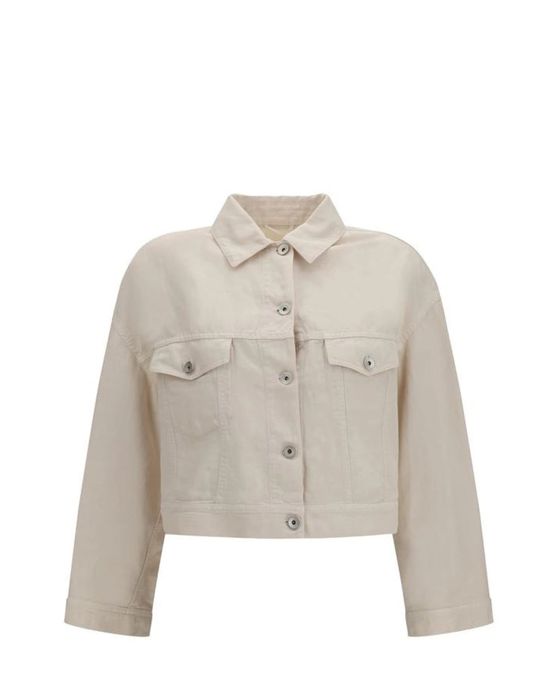 Brunello Cucinelli Trucker Jacket in white, Cotton