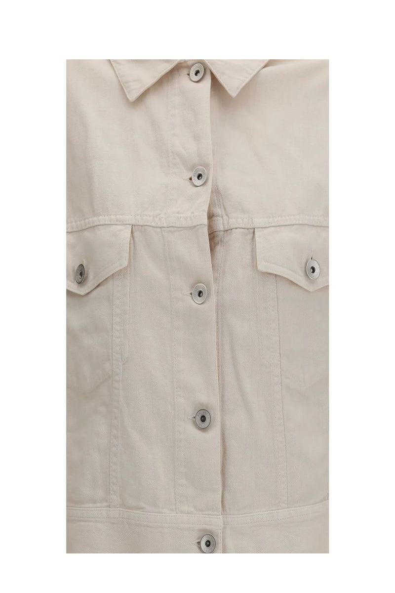 Brunello Cucinelli Trucker Jacket in white, Cotton — view 3