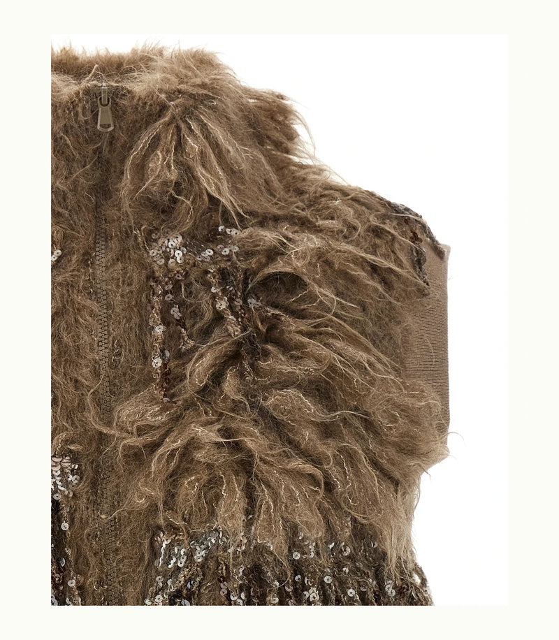 Brunello Cucinelli Vest in brown, Mohair Wool — view 3