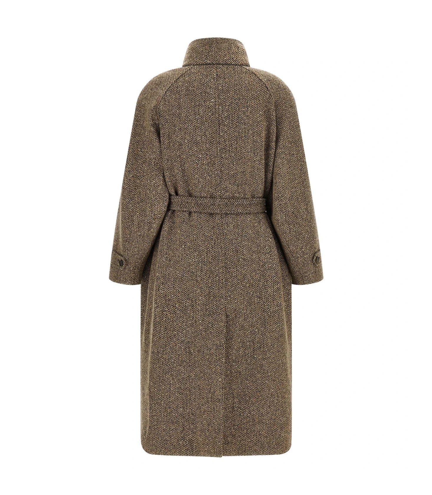 Brunello Cucinelli Wrap Coat in brown, Virgin Wool — view 2