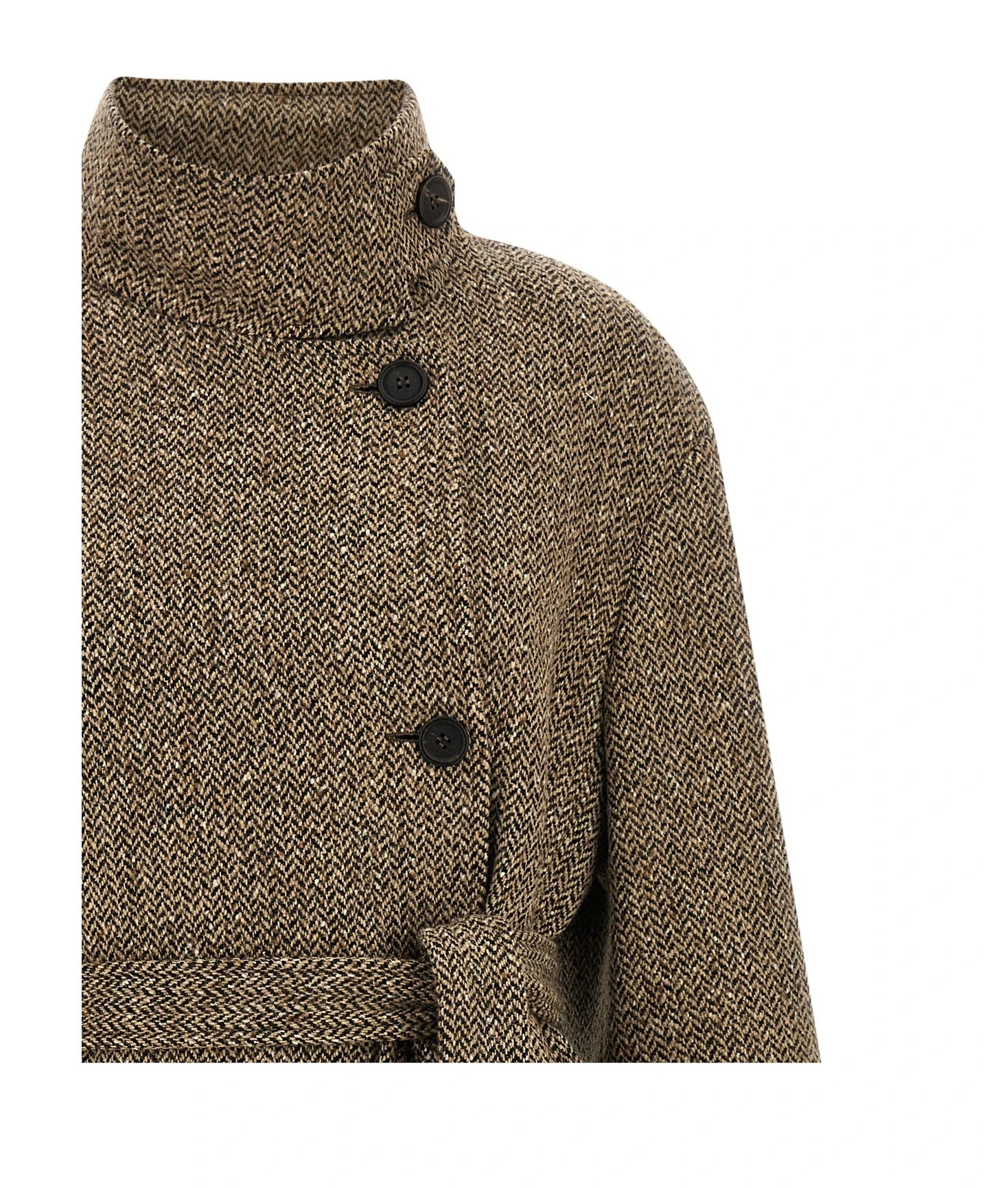 Brunello Cucinelli Wrap Coat in brown, Virgin Wool — view 3