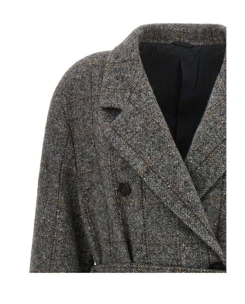Brunello Cucinelli Wrap Coat in gray — view 3