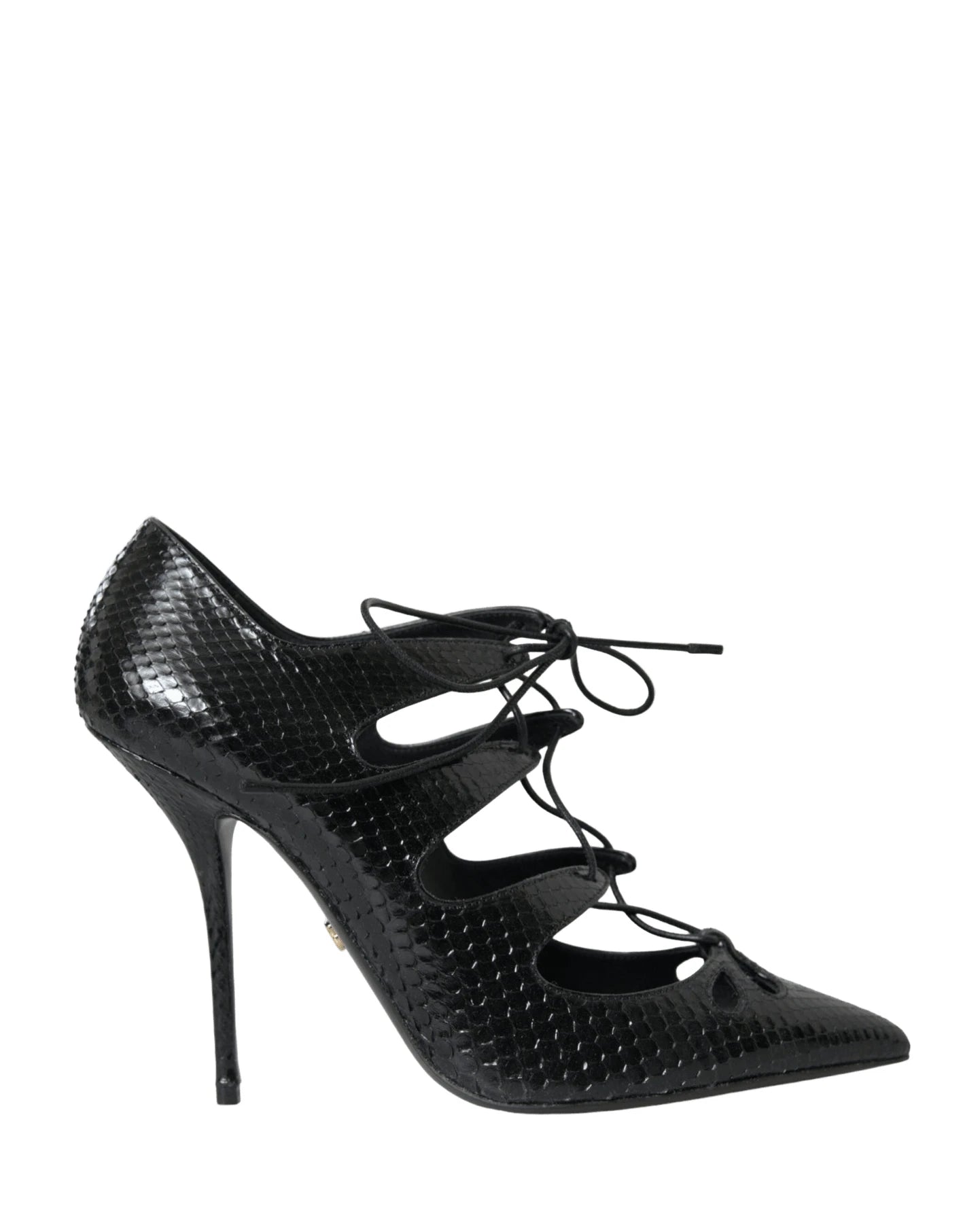 Dolce & Gabbana Black Python Leather Mary Jane Pumps Shoes Heels