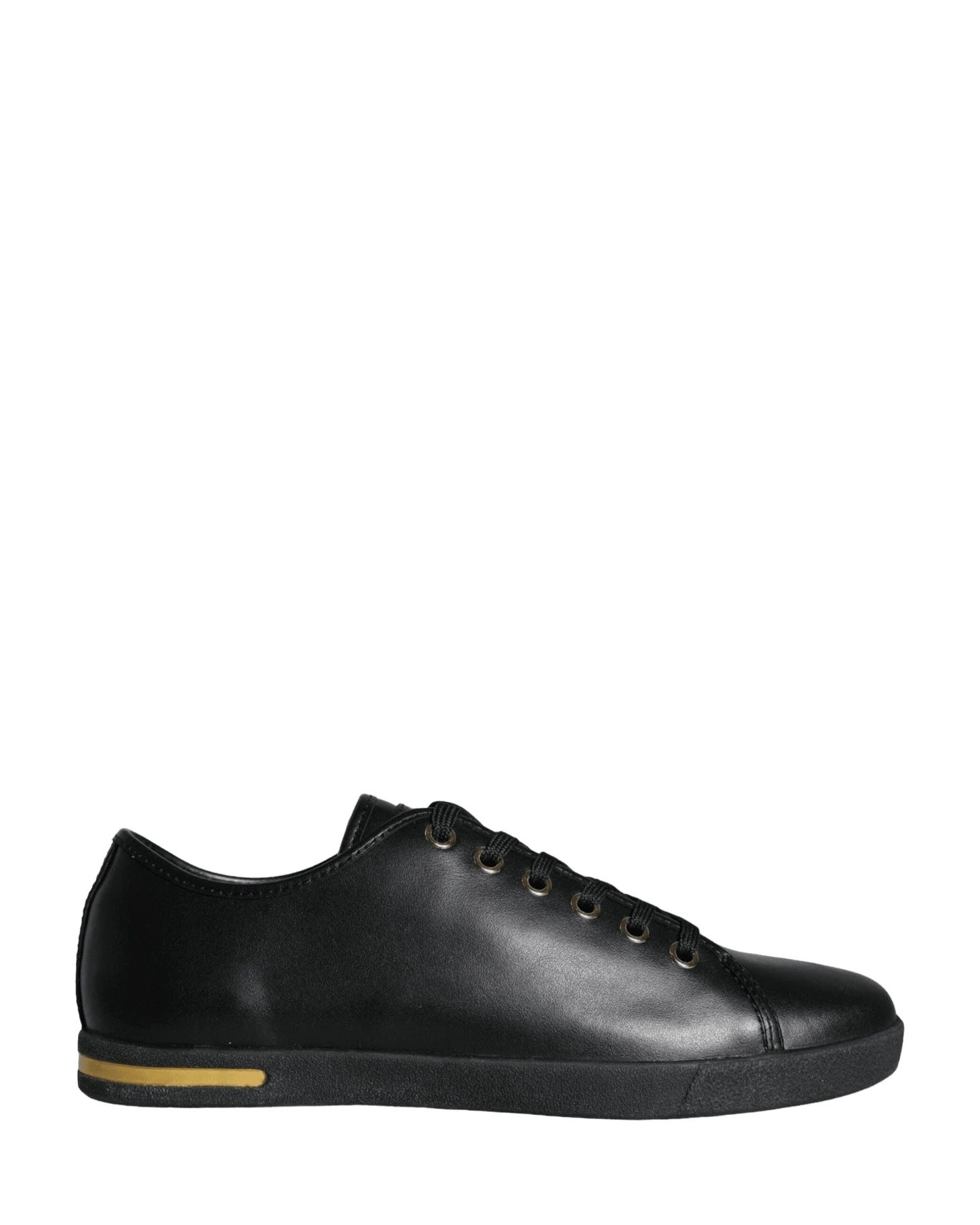Dolce & Gabbana Black Gold Leather Classic Sneakers Shoes Glam Steals